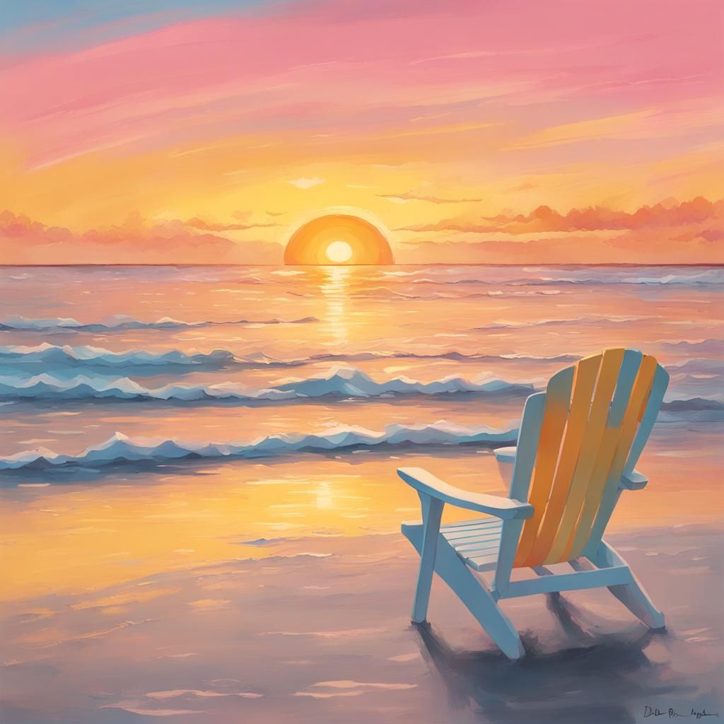 Sunset Beach with Dolphins: A Tranquil Scene