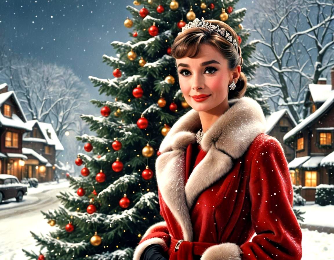 Vintage Christmas Wonder: Audrey Hepburn's Enchanted Moment