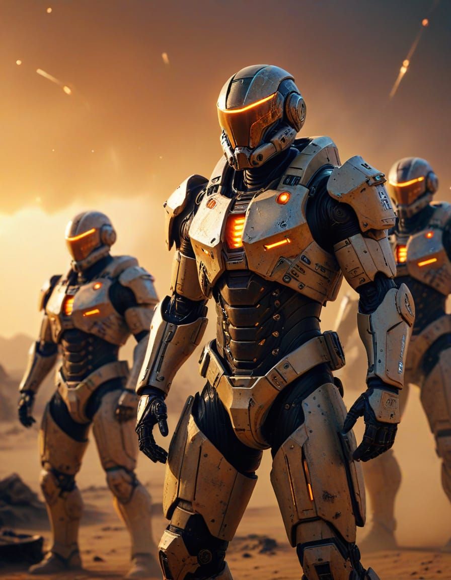 Cyberpunk Movie Poster: Elite Troops in Cyber Armor