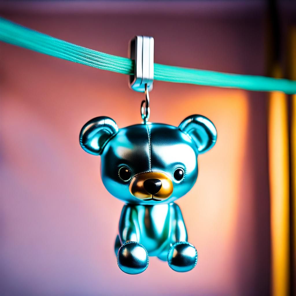 Iridescent Metallic Teddy Bear in Metallic Room