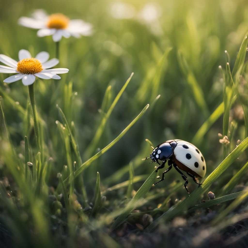 a black and white lady bug
