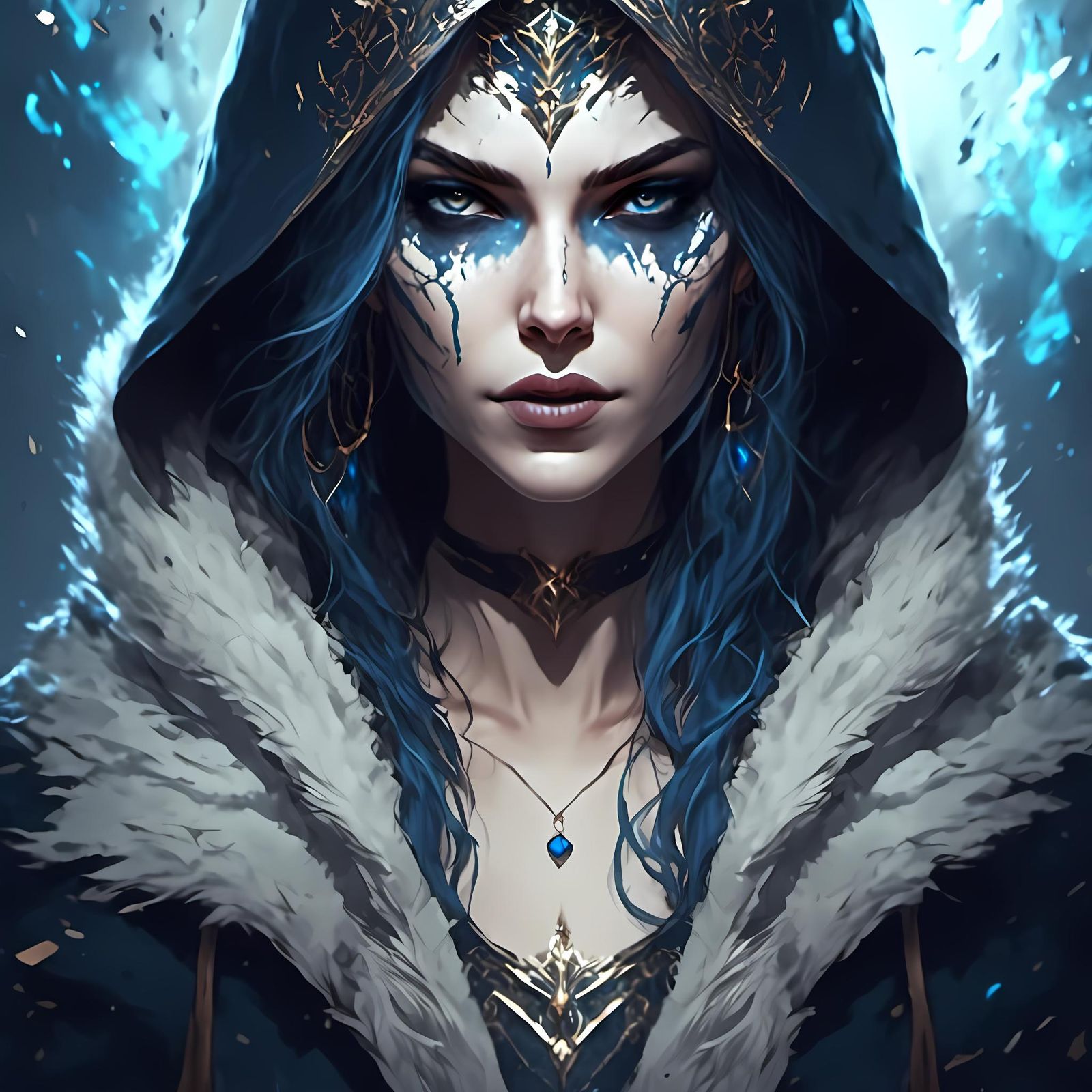 Dark Blue Rogue Gothic Hooded Cape