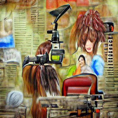Detailed Painting of a Modern Hair Salon