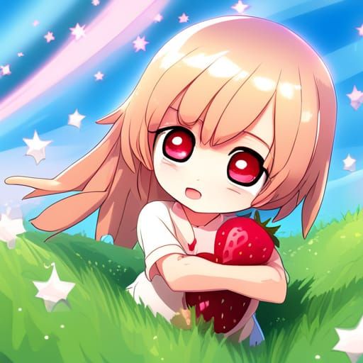 Adorable Anime Girl with Starry Eyes, Chibi Style