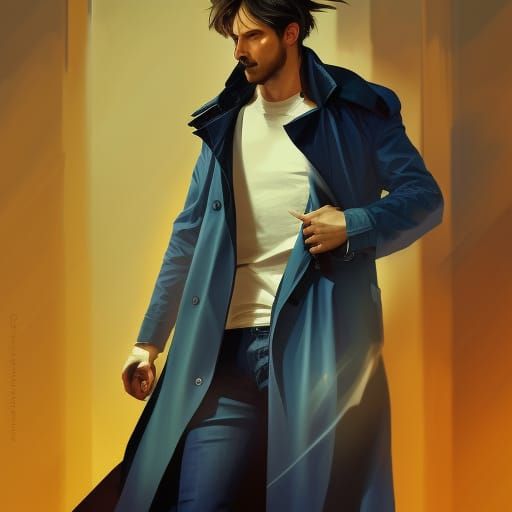 Man in Trench Coat: Hyperdetailed Portrait in Unreal Engine