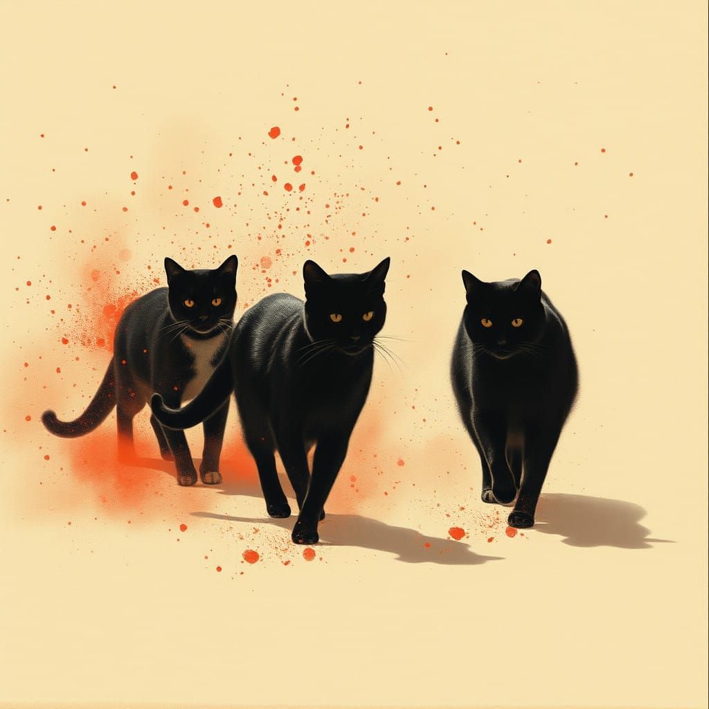 Ethereal Feline Silhouettes in a Vintage Sandstorm