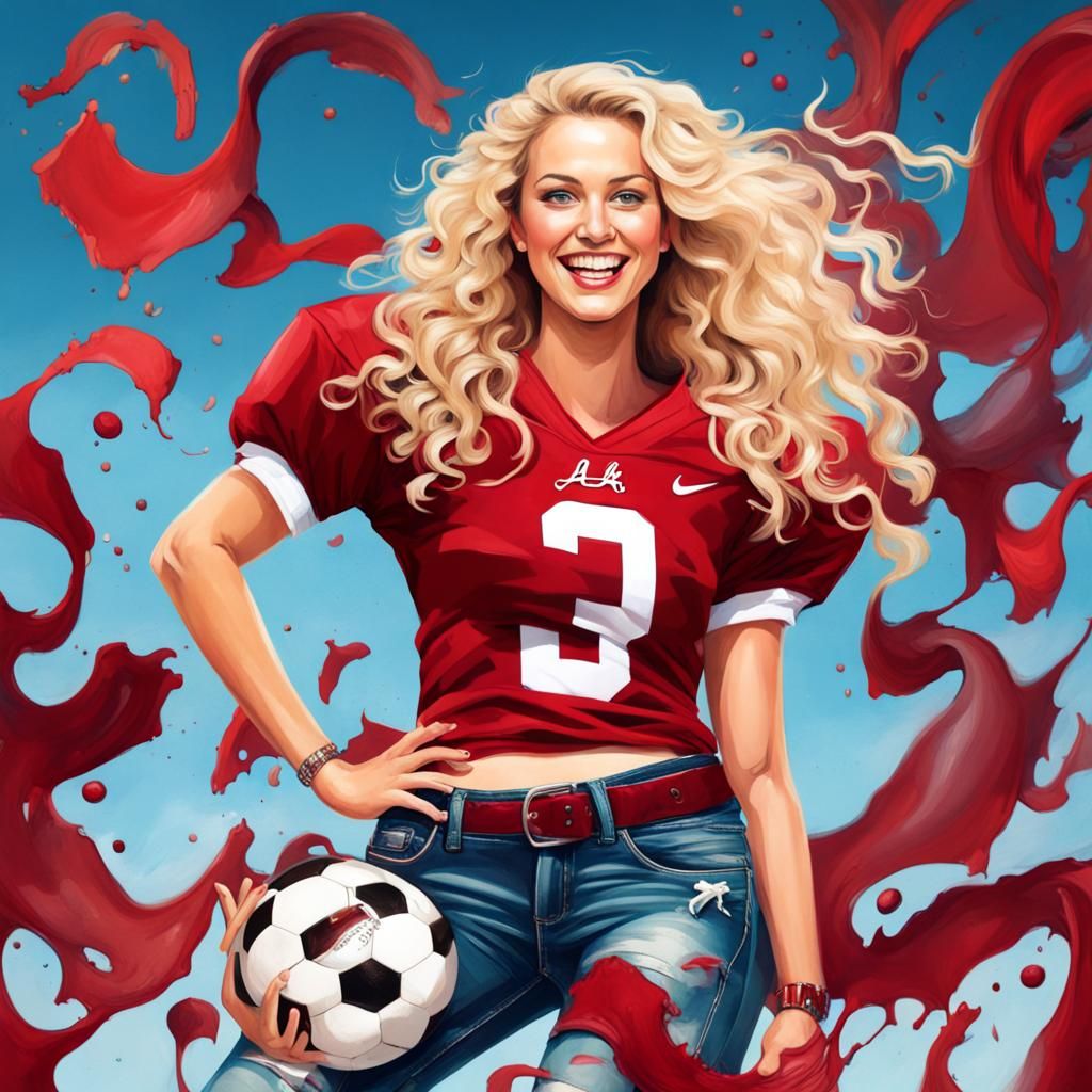 Stunning Woman in Alabama Crimson Tide Jersey