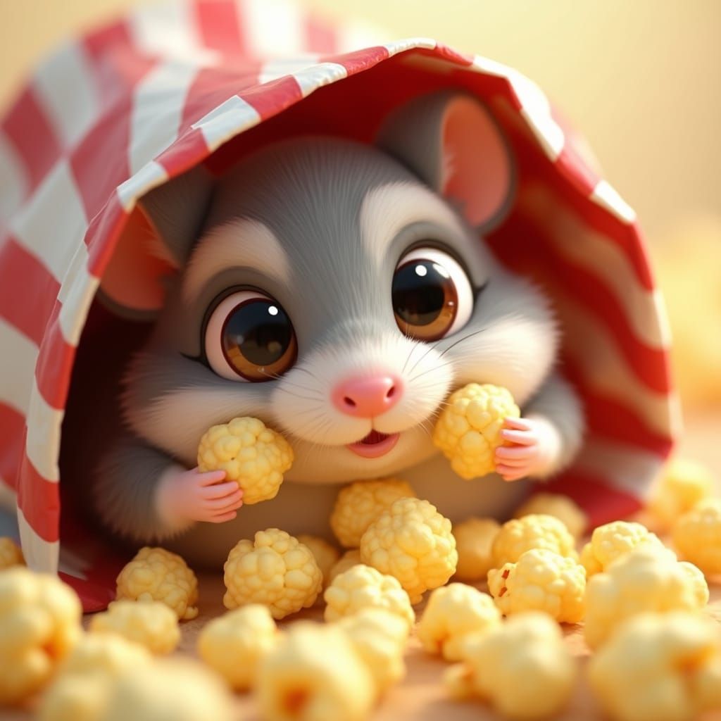 an adorable hamster with huge shiny eyes and a fluffy coat i...