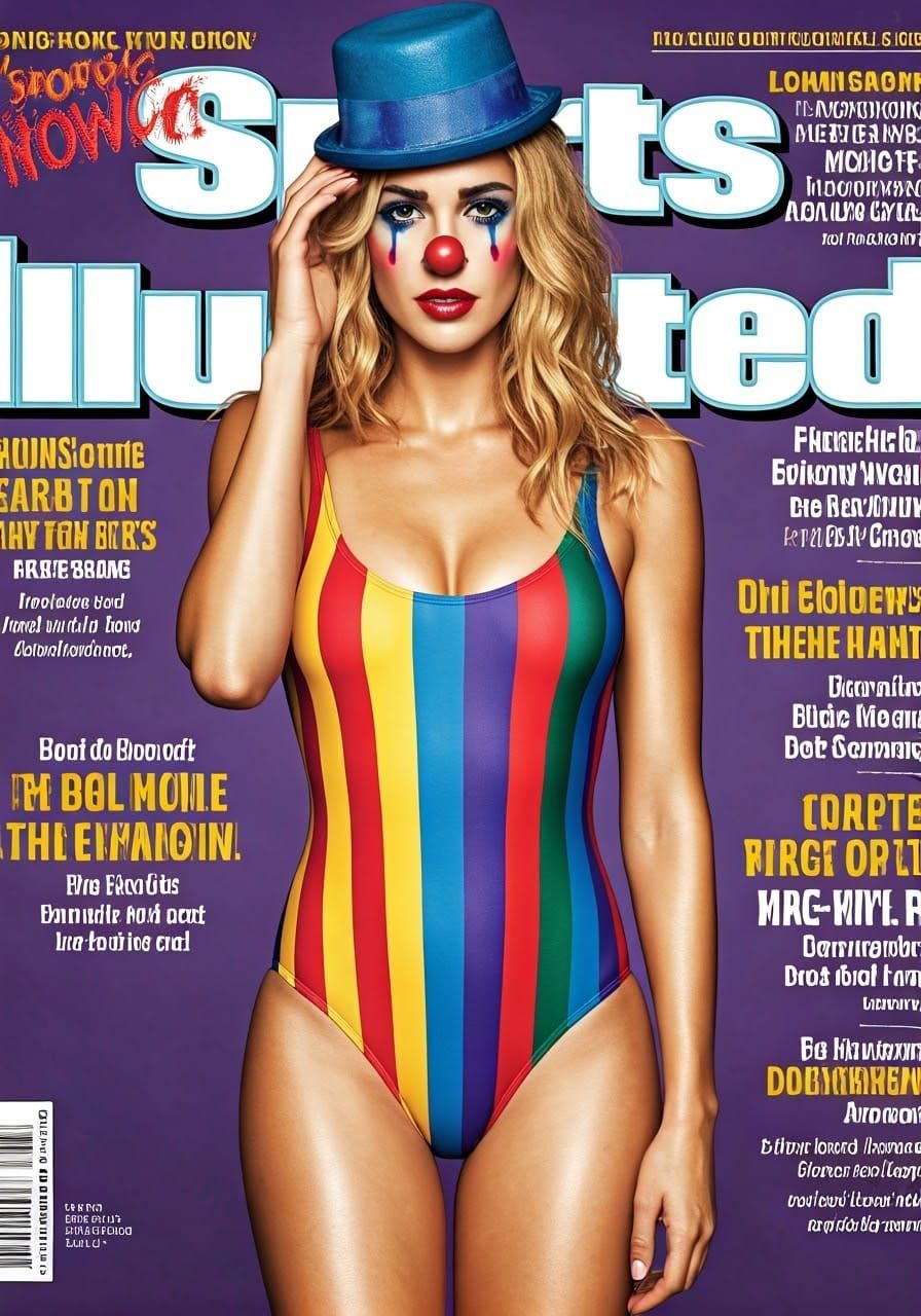 Female Clown Models Circus-Inspired Swimsuit on Sports Illus...