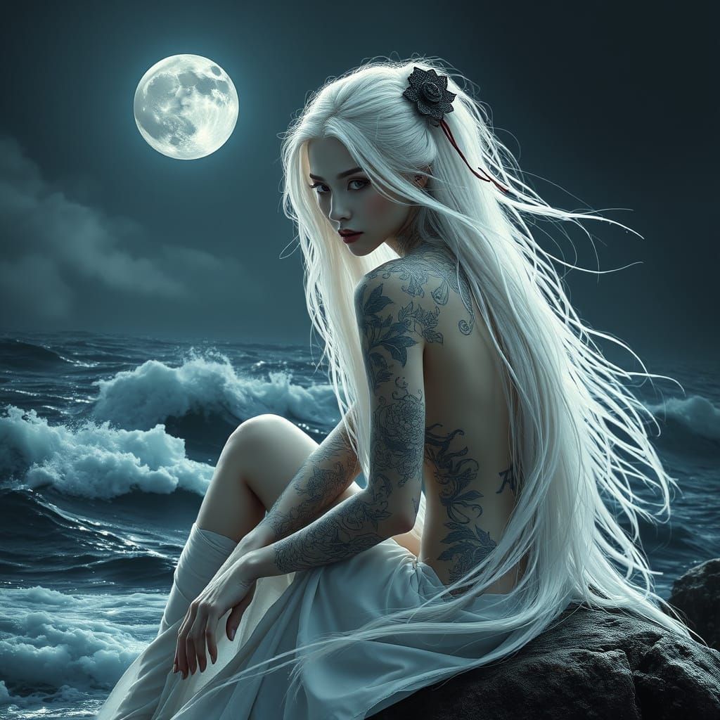 portrait d' une sorcière chinoise à la peau  laiteuse