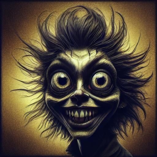 Grunge Portrait of a Wild Child in Black Paint