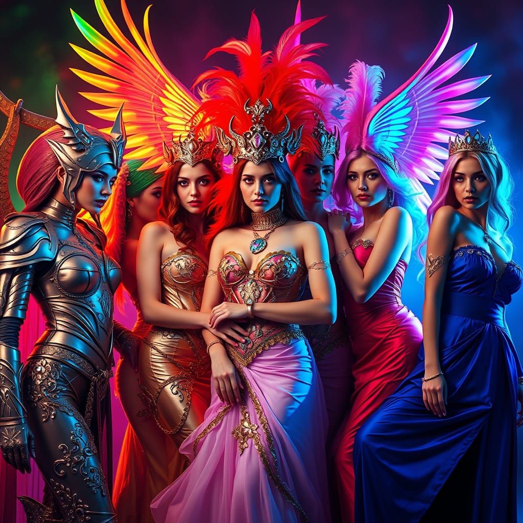 Seven Deadly Sins: Futuristic Goddesses Unite in Vibrant Har...