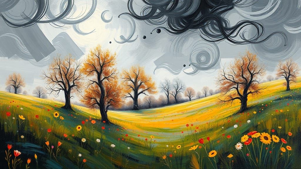 Winter Meadow: An Impressionist Landscape Painting