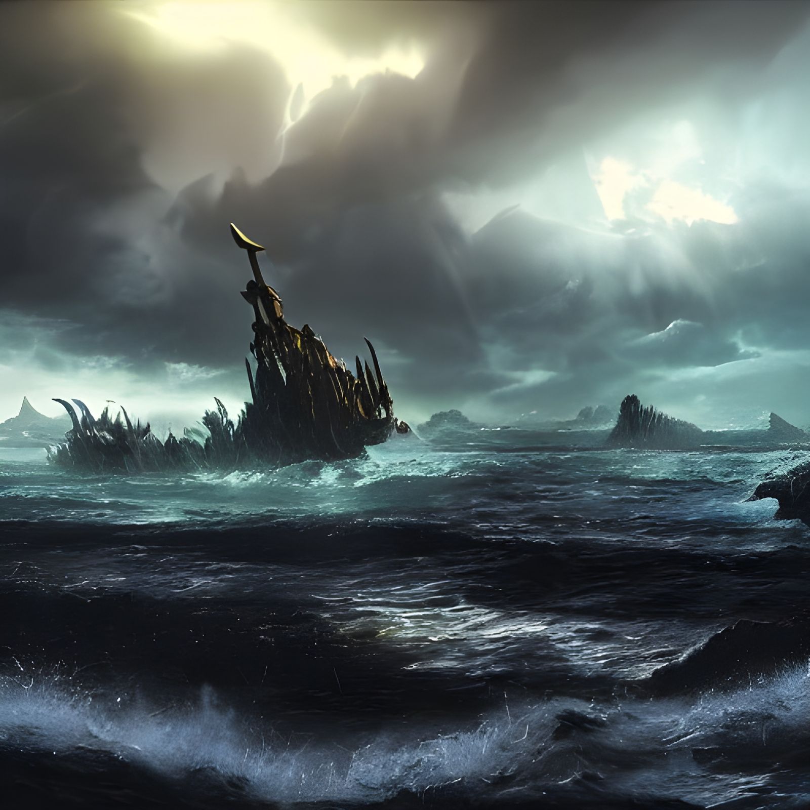 Corrupted Ocean: A Cinematic Fantasy Landscape