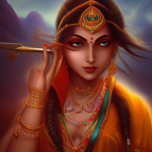 Beautiful Indian Girl in Detailed Matte Painting