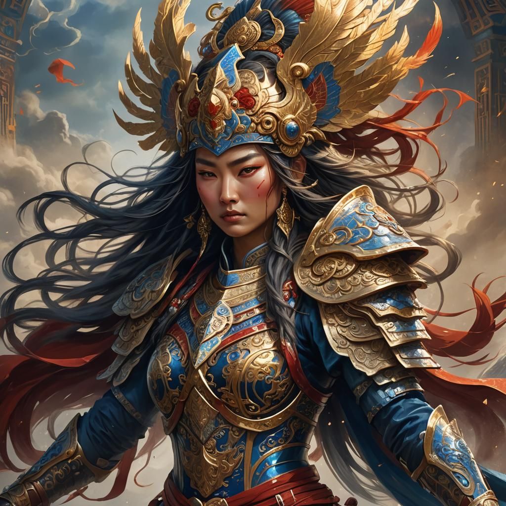 Mongolian Khan Warrior in Ornate Armor