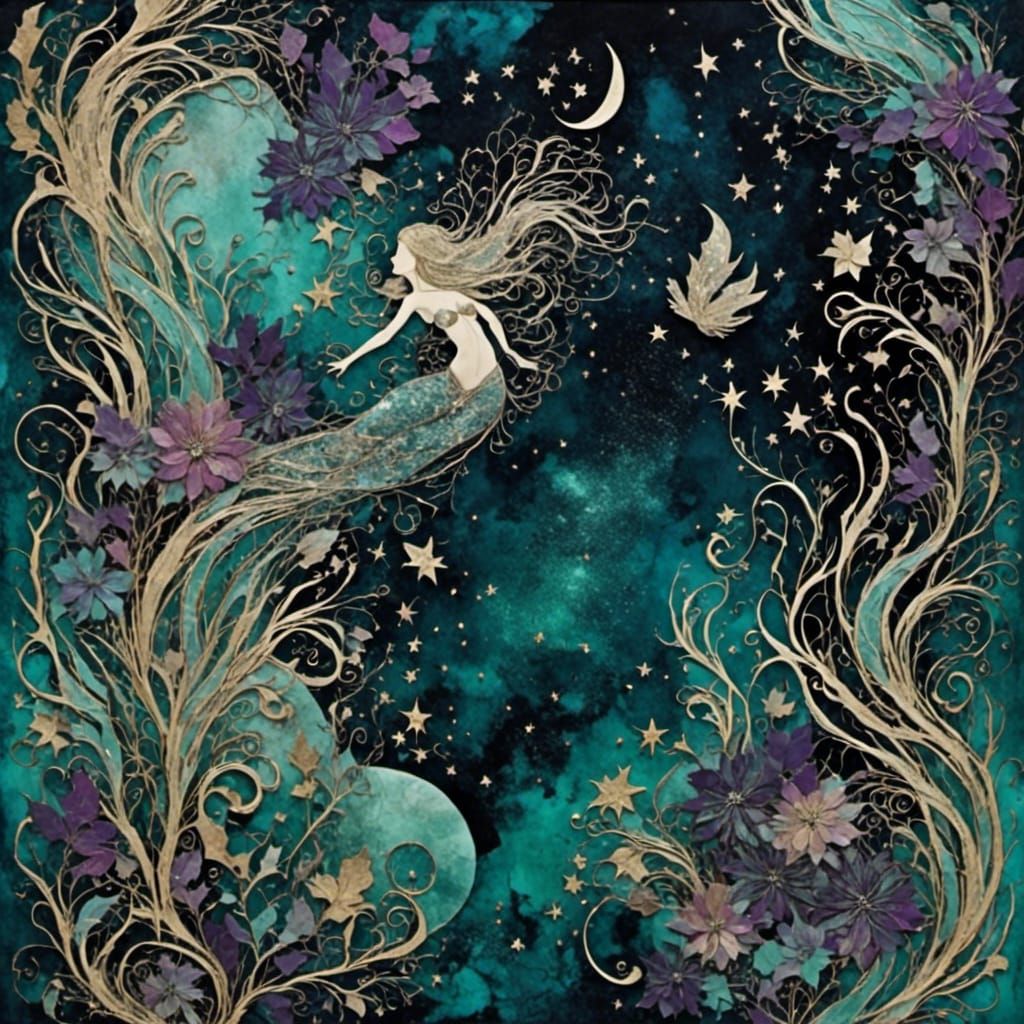 Mermaid's Dream in a Glittering Nebula