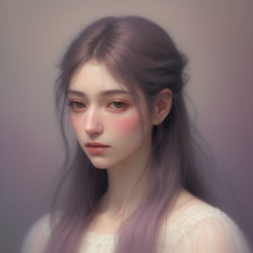 Dreamy Ethereal Portrait: Impressionistic Oil Painting