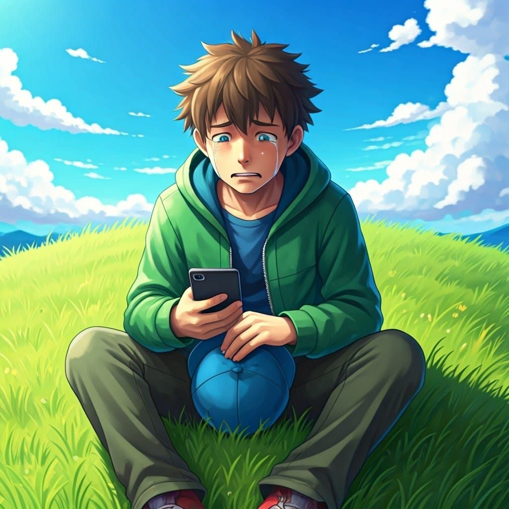 Pokémon Trainer Crying During Challenge, Anime Style