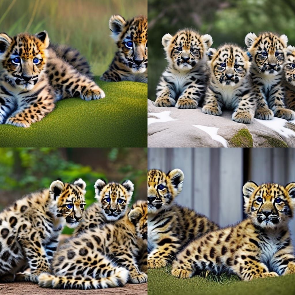 Adorable Fluffy Big Cat Cubs Playing: Hyperrealistic 8k