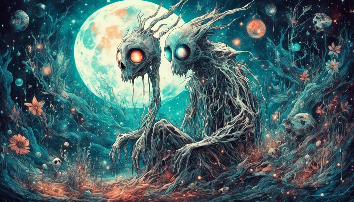 Holographic Cosmic Mimikyu in Pablo Amaringo Style