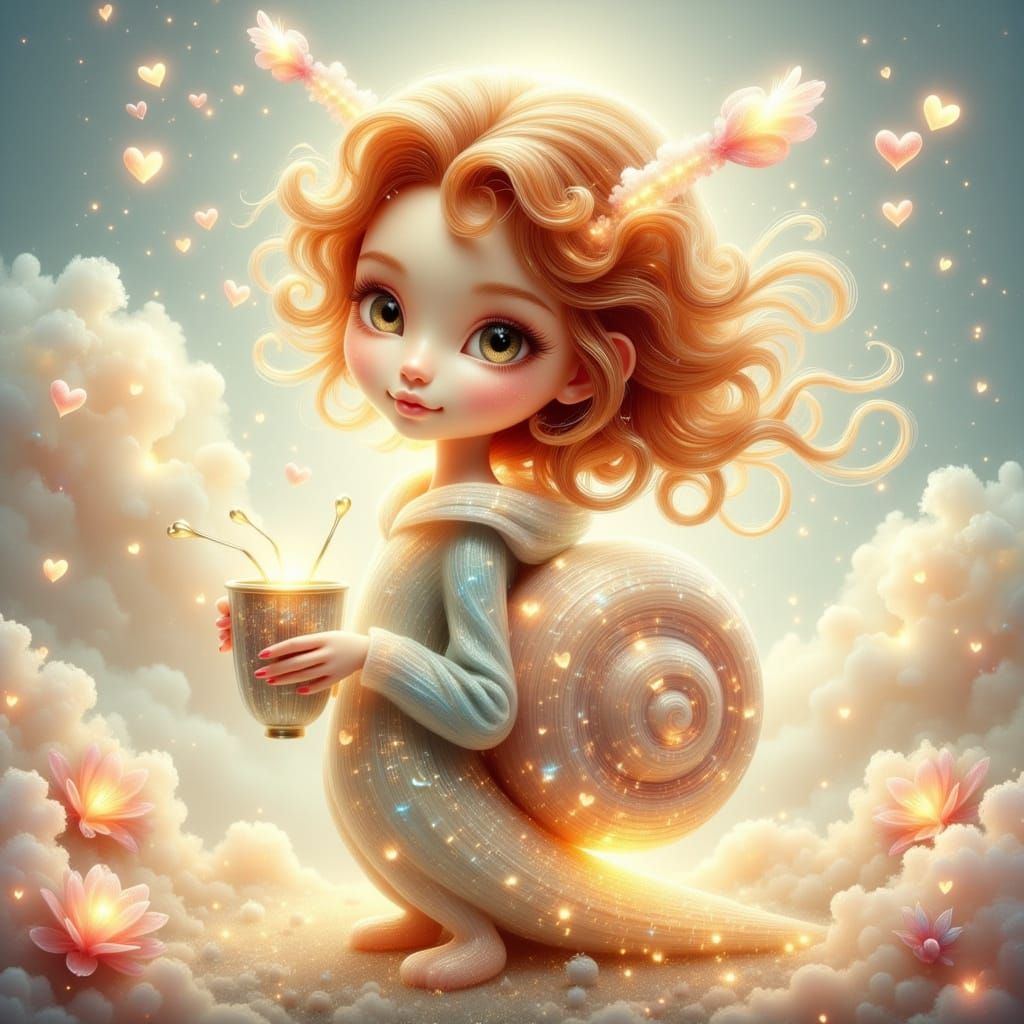 Whimsical Snail Character in Storybook Style