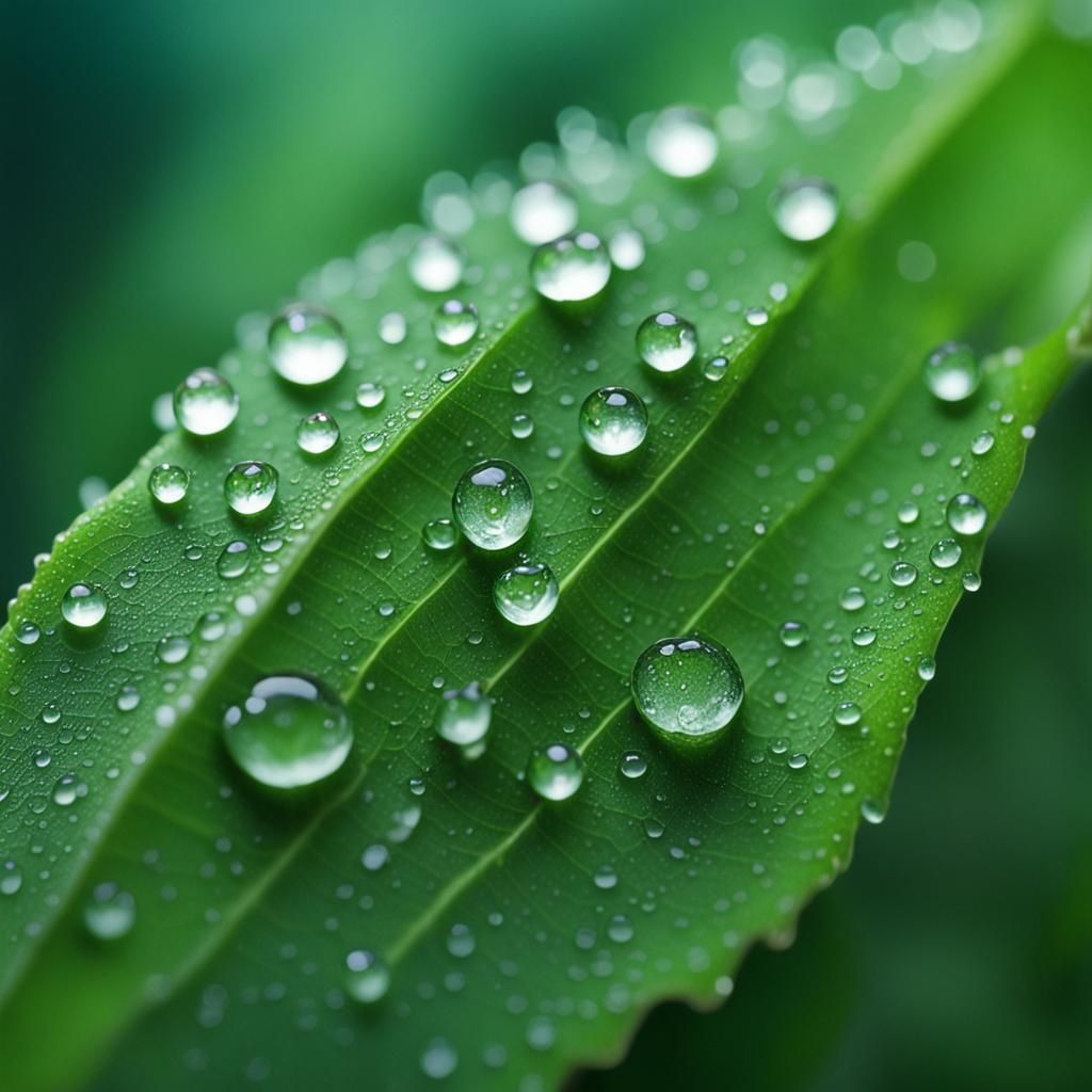 Detailed Macro of Green Leaf with Fairy