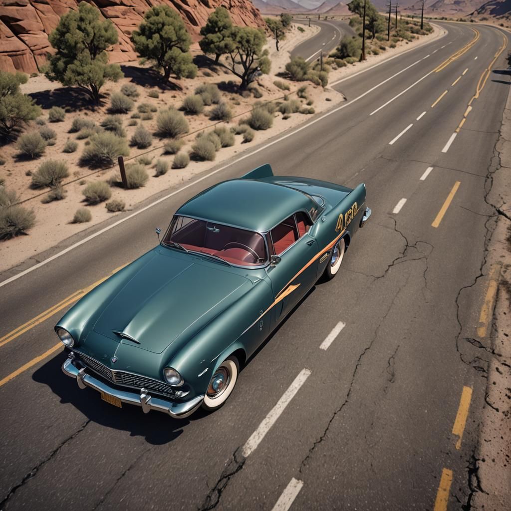 1956 Ford Cougar Highway Patrol: Matte Painting