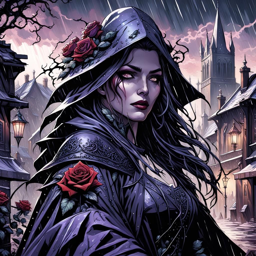 Dark Fantasy Gothic Town in High Gothic Style