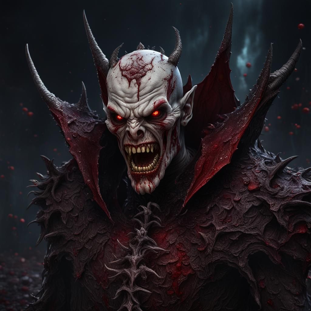 Horrific Vampire with Sharp Teeth in Dark Fantasy Style