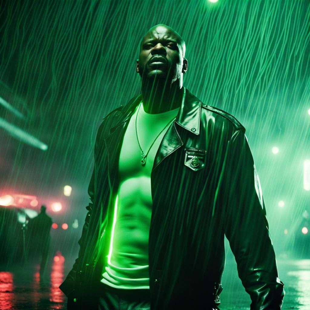 Man in Rainy Laser Show: Anamorphic Lens Effect