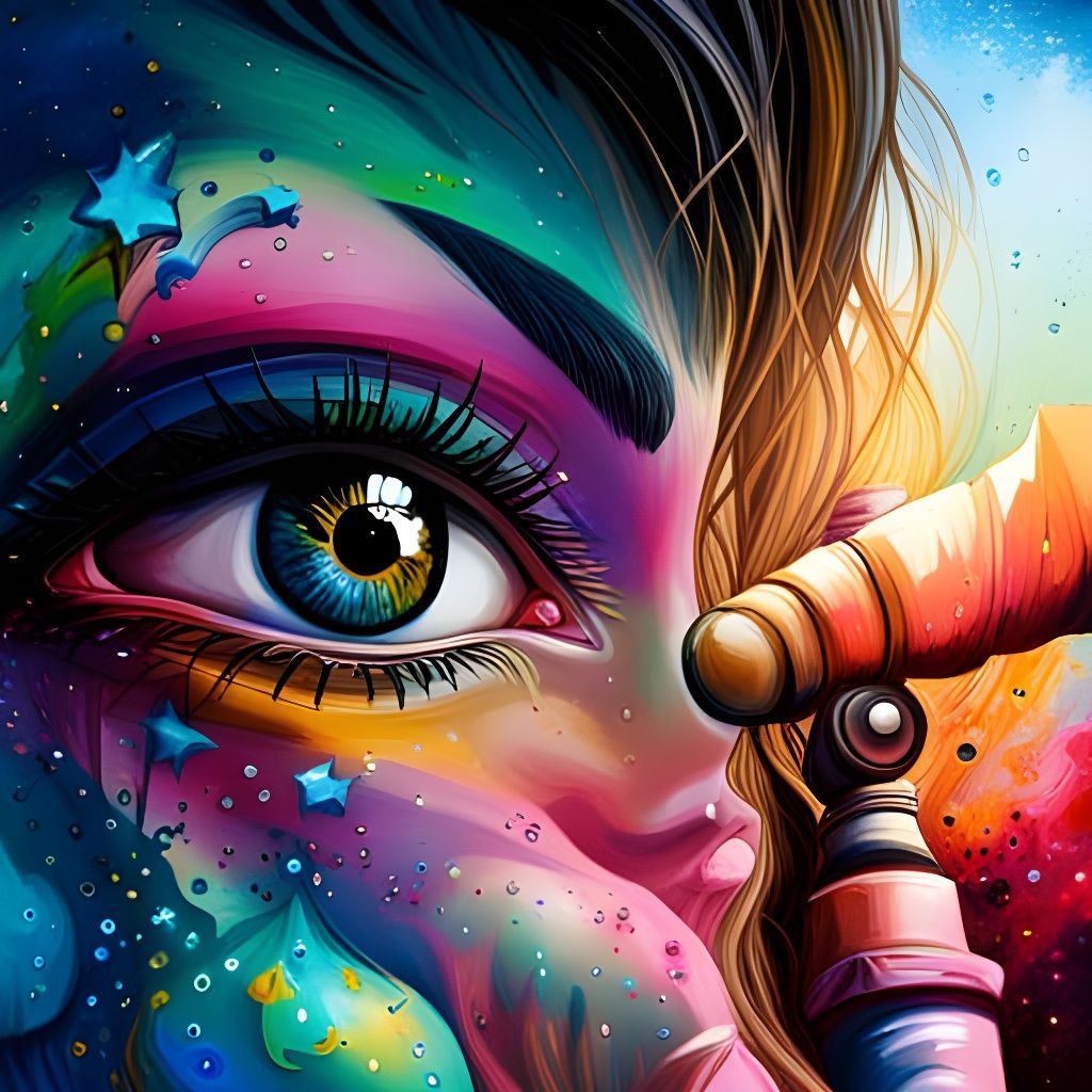 Ethereal Graffiti Art with Stars in Eye