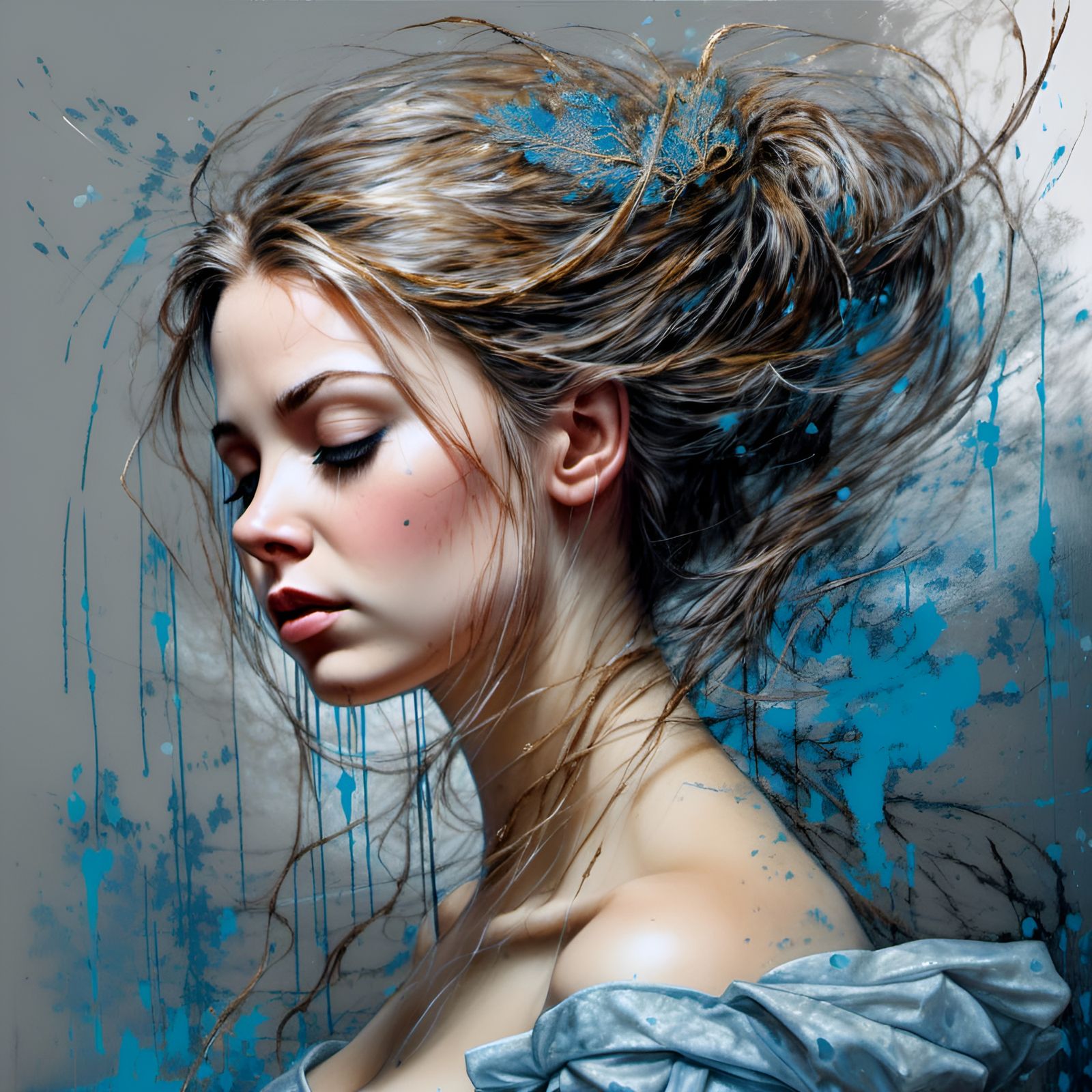 Hyperrealistic Cinderella Portrait in Surreal Fantasy Style