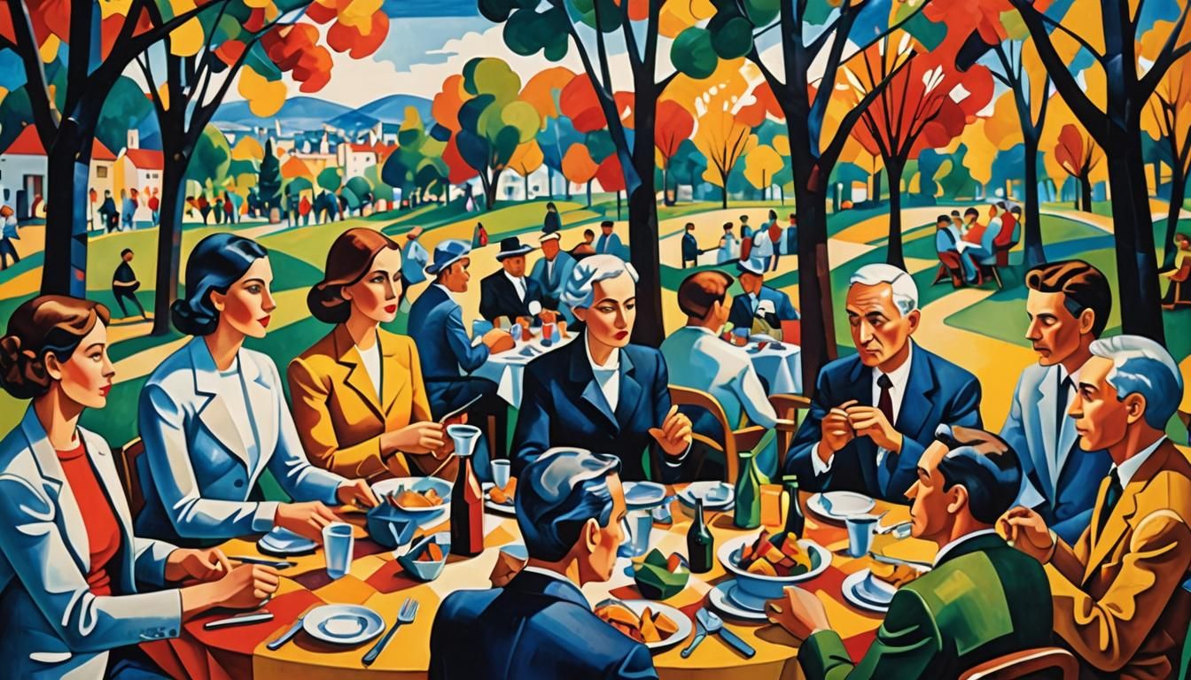 Cubist Picnic in a Park, Fragmented Viewpoints