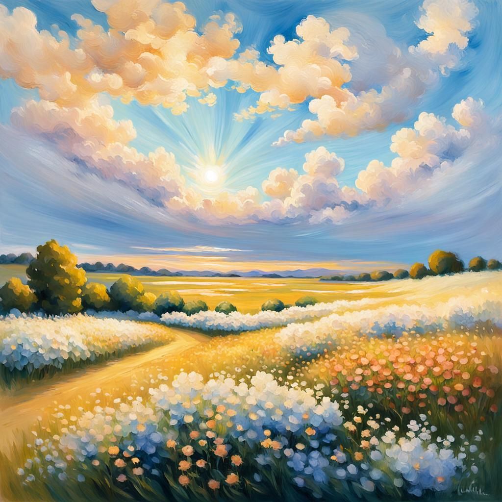 Impressionist Landscape Painting in Claude Monet Style