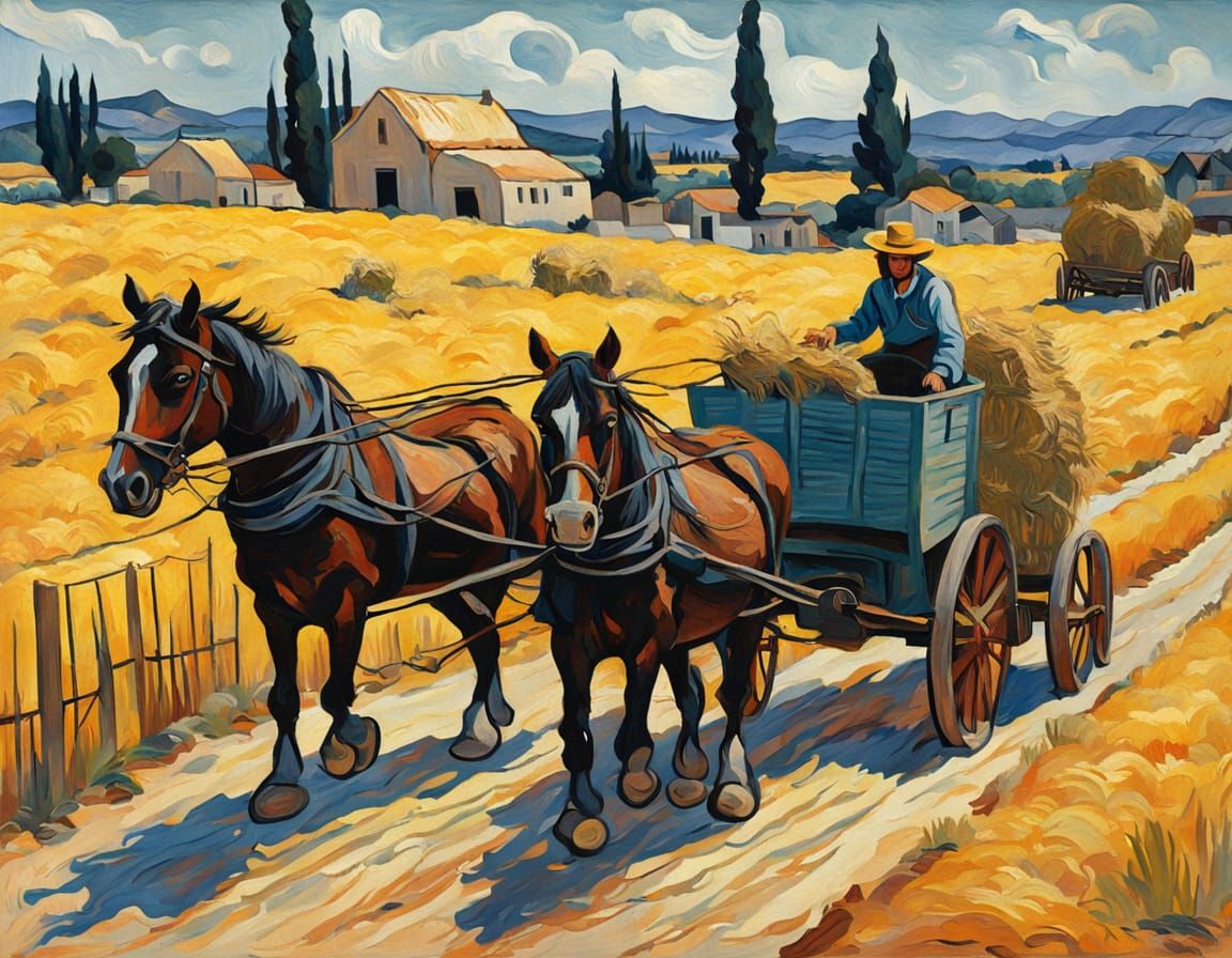 Sunny Cyprus Landscape in Vibrant Post-Impressionist Style