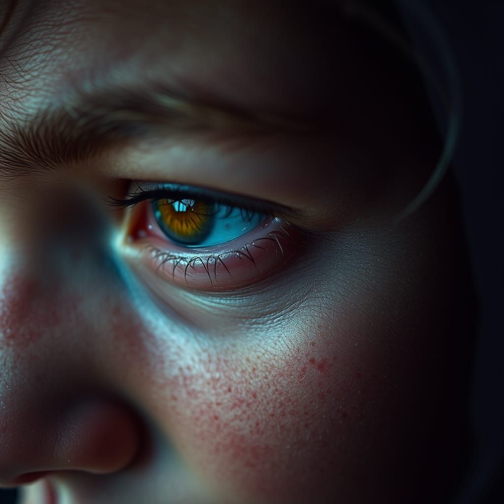 Vulnerable Eyes: A Hyperrealistic Portrait of Unspoken Suffe...