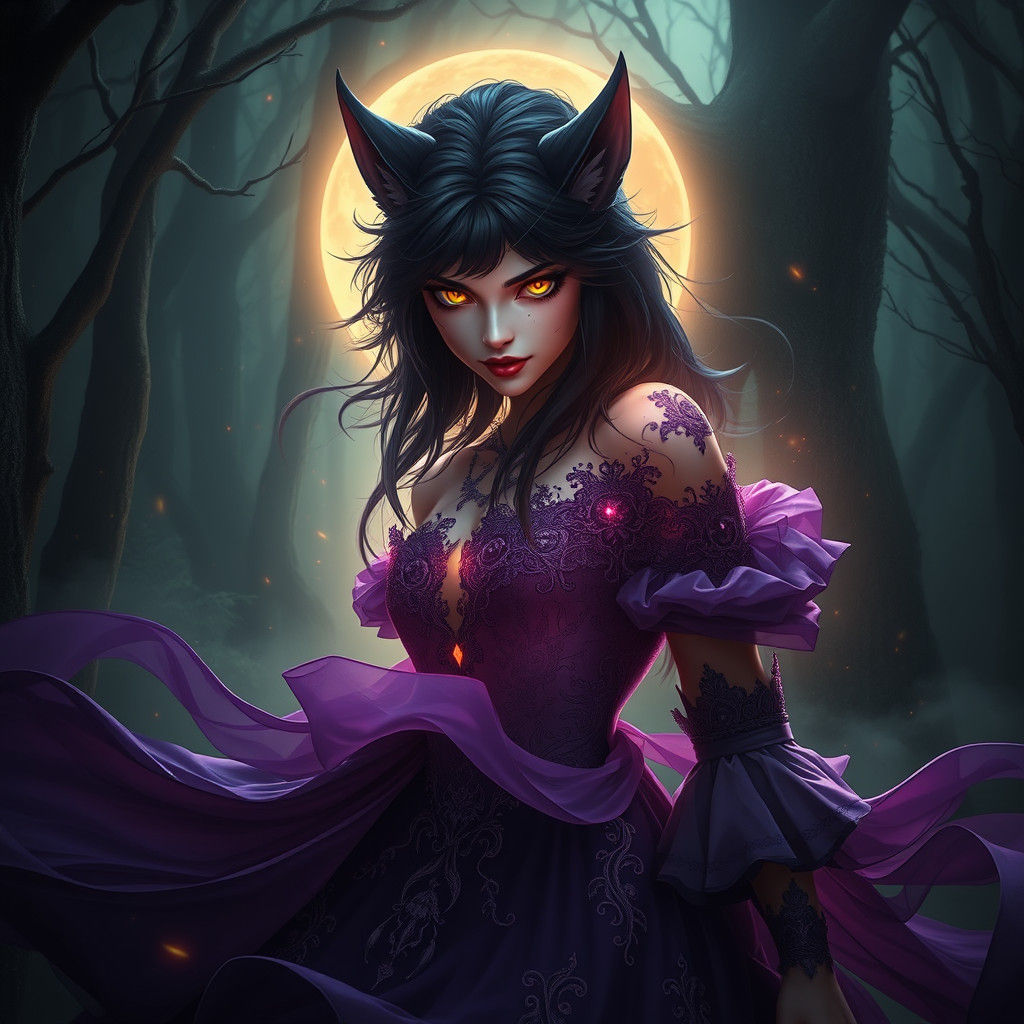 Mystical Vampire-Werewolf Hybrid in Dark Fantasy Style