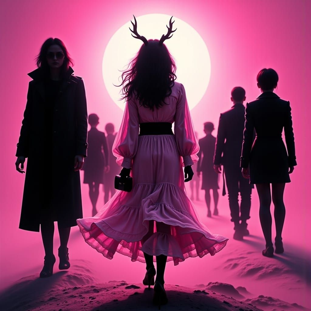 Pink Fashion in Monochromatic World: Graphic Art