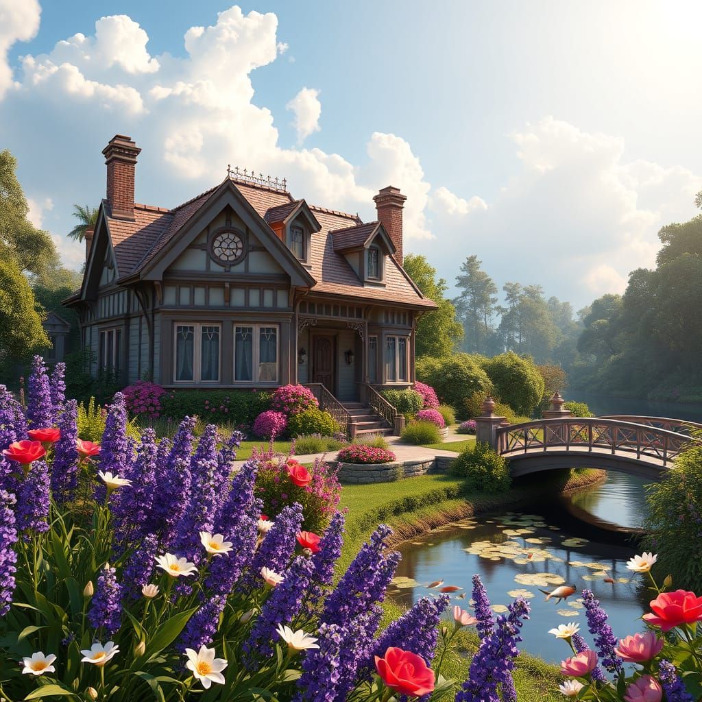 Pixar-Inspired Victorian Bungalow with Whimsical Garden