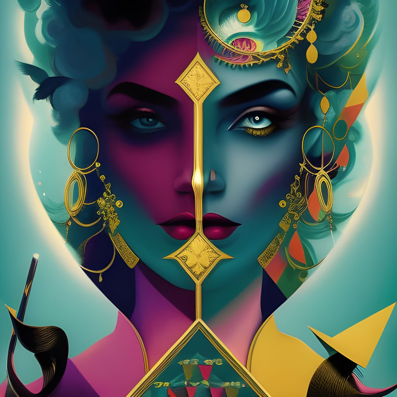 Magician Bunny in Vintage Circus Poster Art