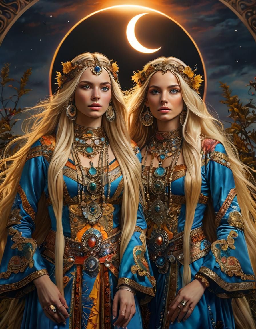 Hyperrealistic Portrait of Twin Women in Acrylic Painting