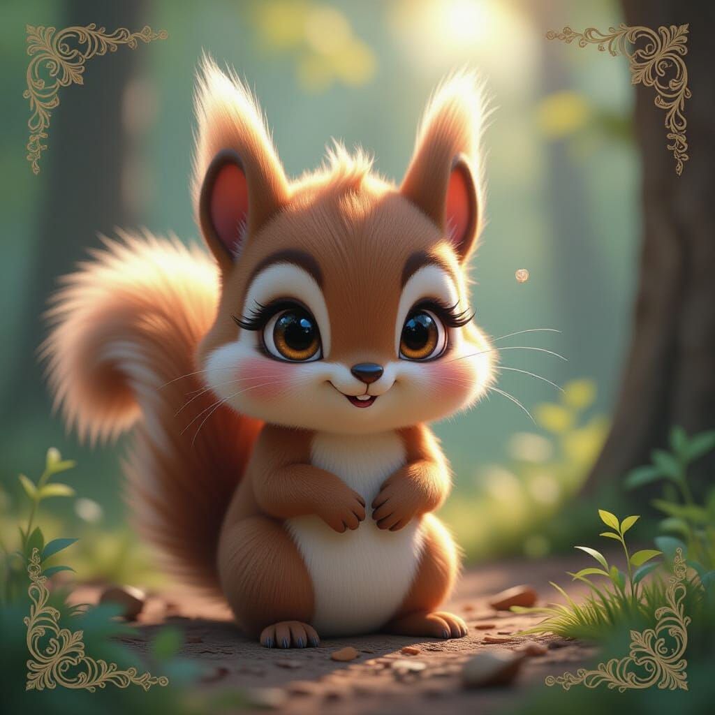 Chibi Anthropomorphic Squirrel with Intricate Details