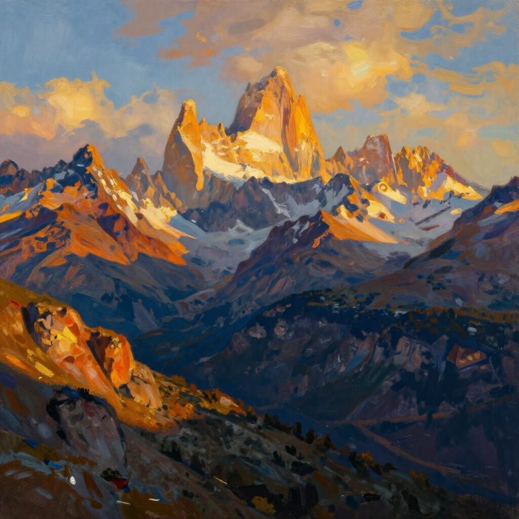 Majestic Mountain Peaks at Golden Hour