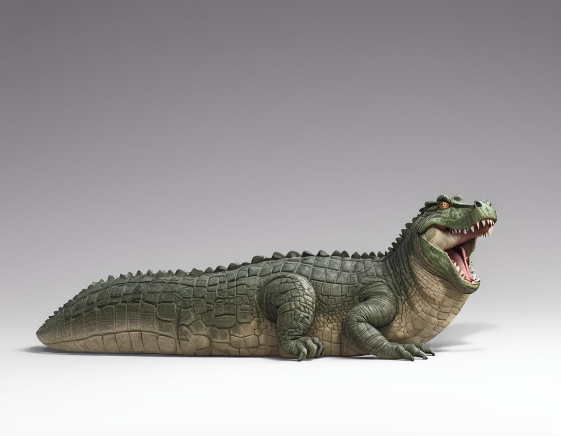 3D Crocodile Character in Comic Style