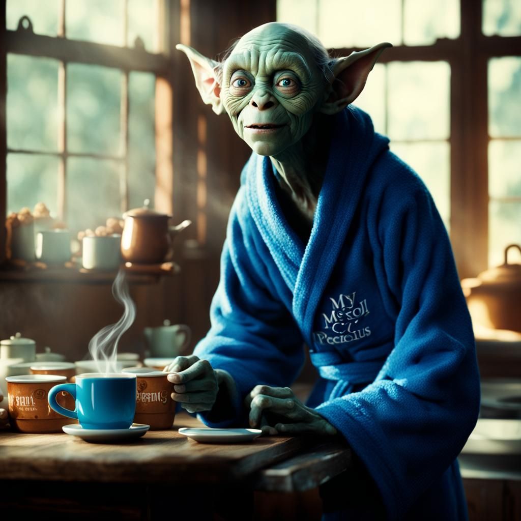 Smeagol at Kitchen Table in Photorealistic Style