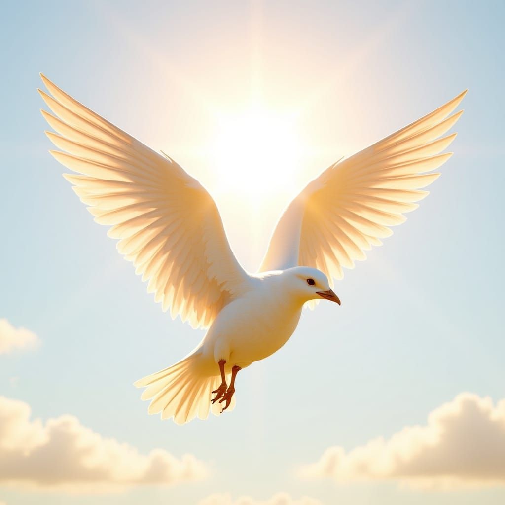 Dove Spreading Wings in Golden Light