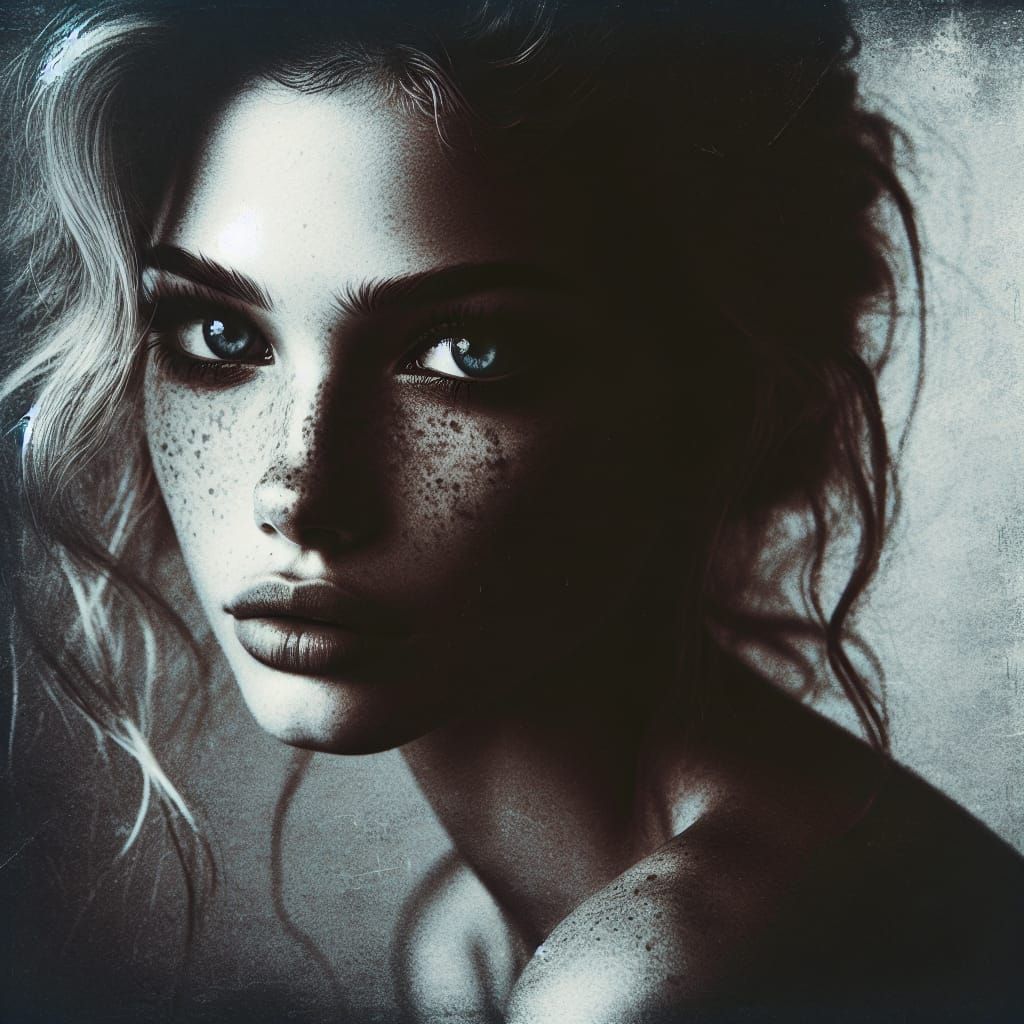 Distressed Silhouette Portrait of a Beautiful Woman