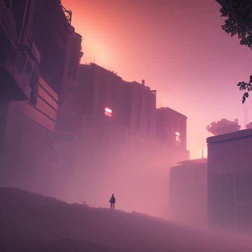 Anime Style Abandoned Cityscape Digital Illustration