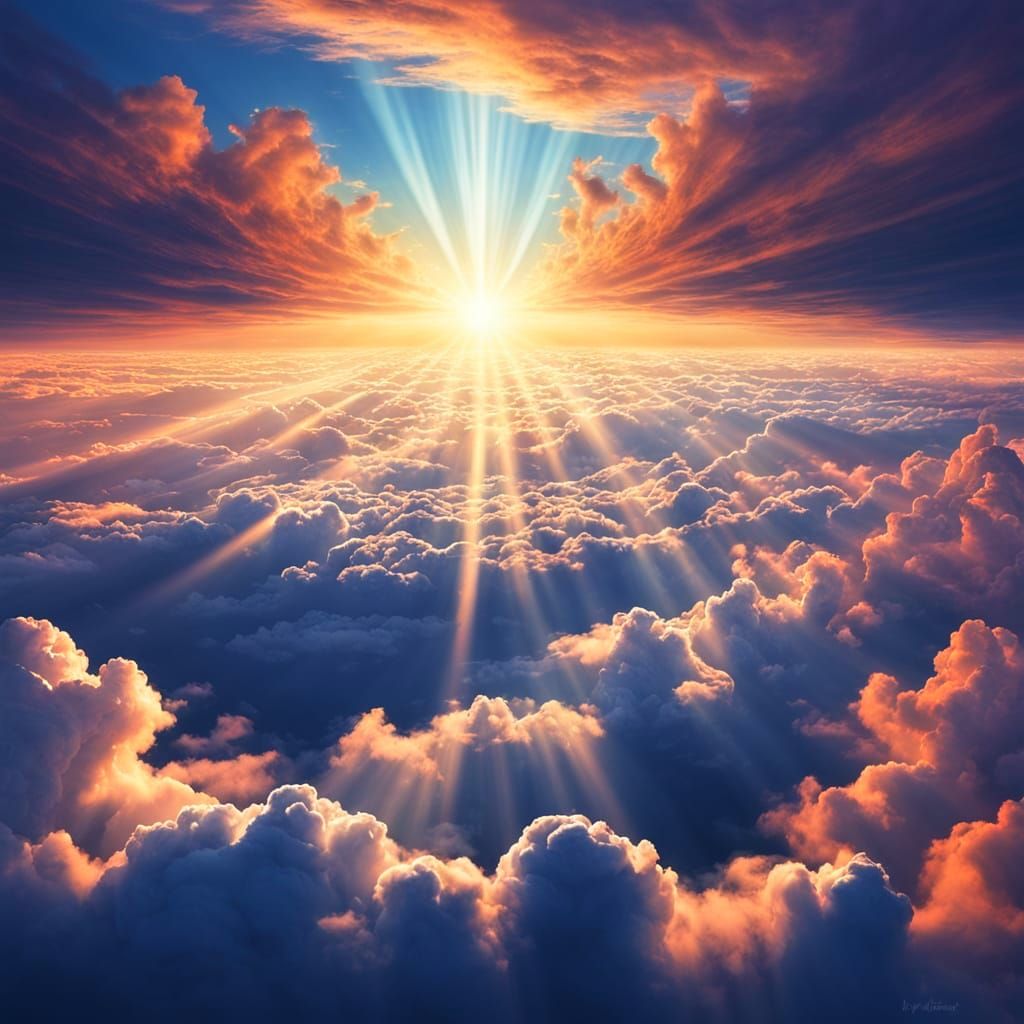 Trippy Crepuscular Rays Above Clouds